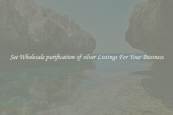 See Wholesale purification of silver Listings For Your Business