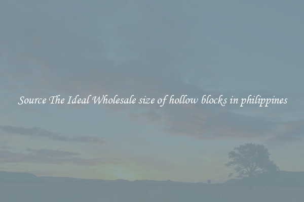 Source The Ideal Wholesale size of hollow blocks in philippines